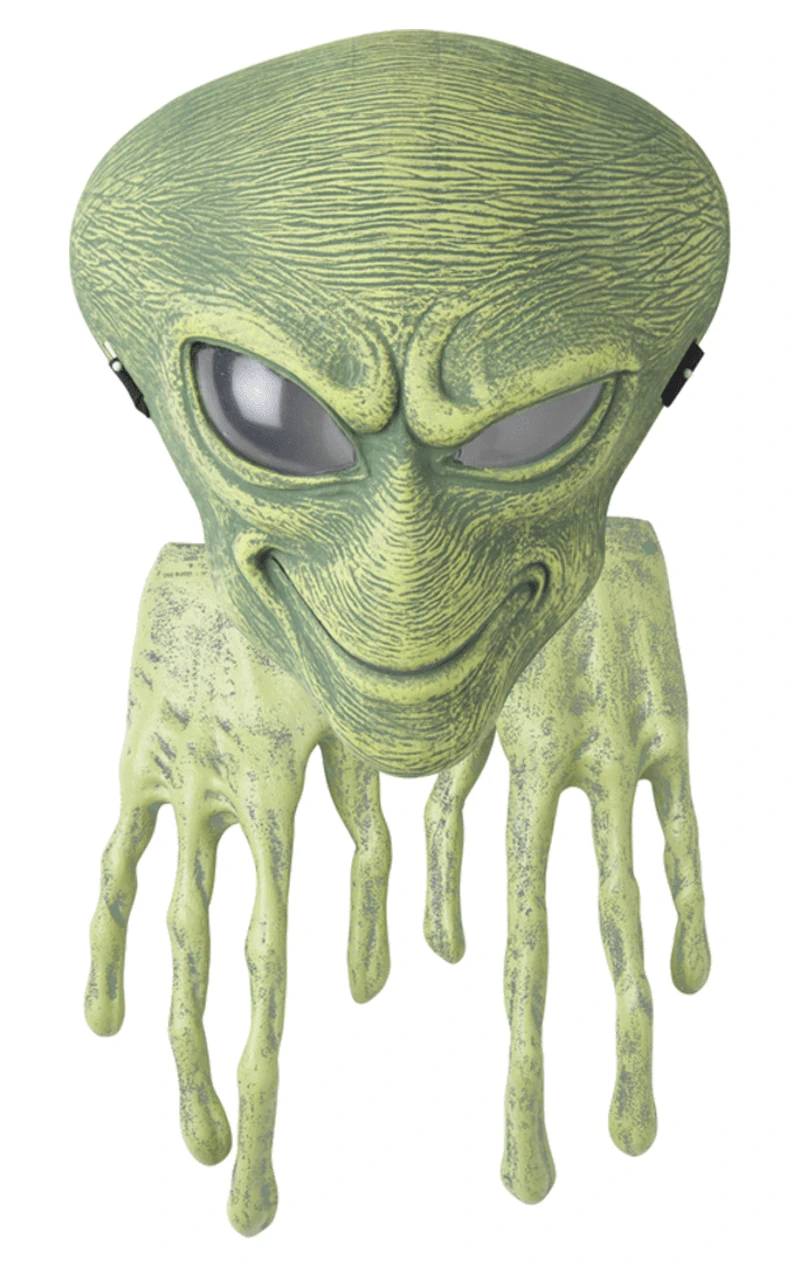 Adult Green Alien Facepiece And Hands Accessory 3 Adult Green Alien Facepiece And Hands Accessory