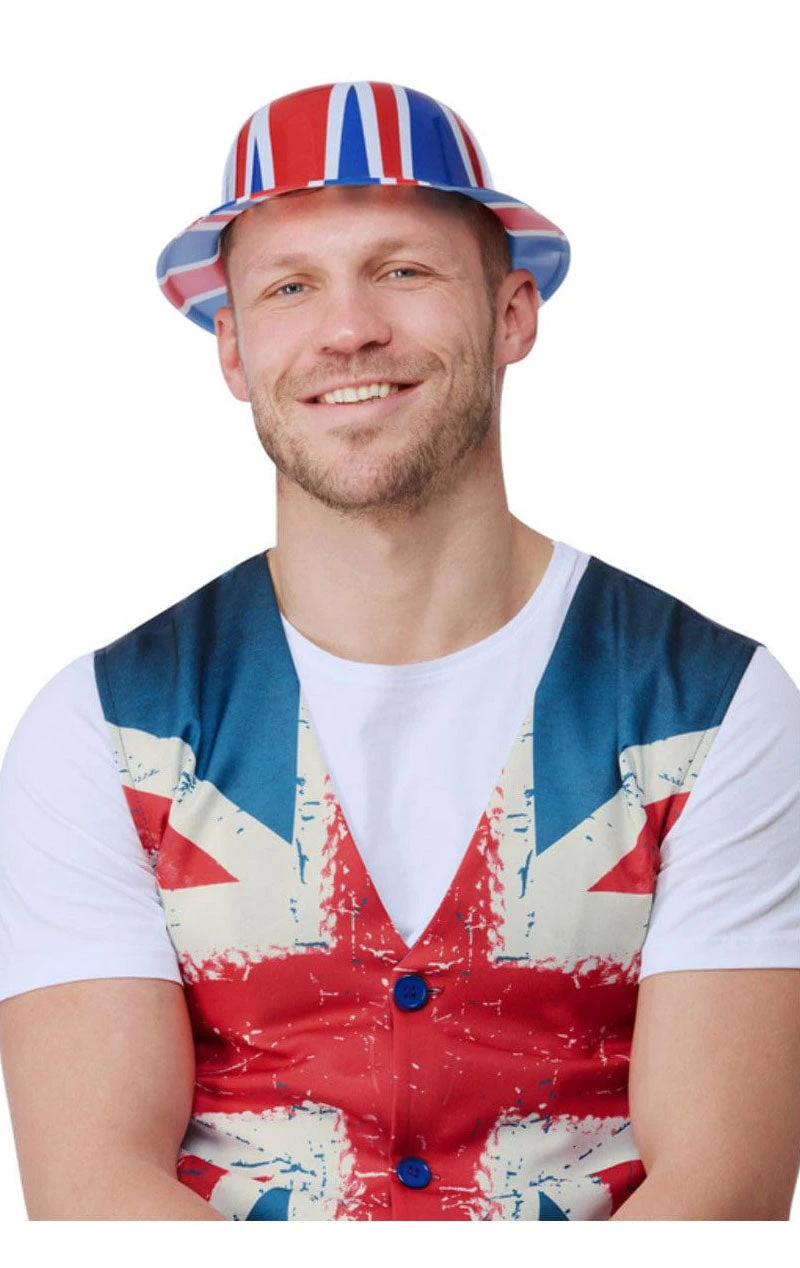 GENERIC Adult Unisex Plastic Union Jack Bowler Hat 4 GENERIC Adult Unisex Plastic Union Jack Bowler Hat - Image 2