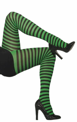 Smiffys Adult Green And Black Striped Tights
