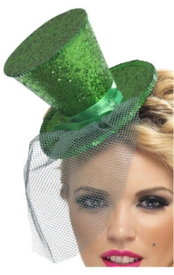 Smiffys Green Glitter Mini Top Hat
