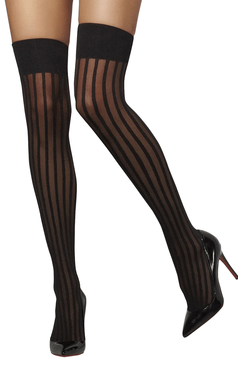 Smiffys Womens Black Striped Stockings 3 Smiffys Womens Black Striped Stockings
