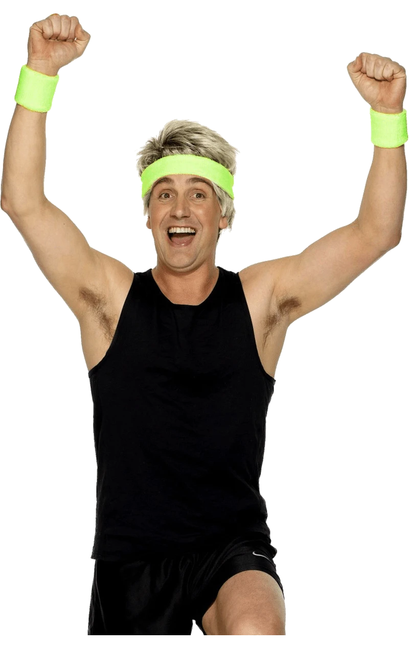 Smiffys Adult Green 80s Sweatbands 3 Smiffys Adult Green 80s Sweatbands