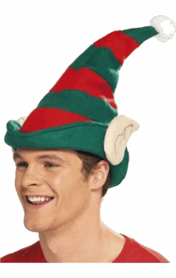 Smiffys Striped Elf Hat And Ears Accessory