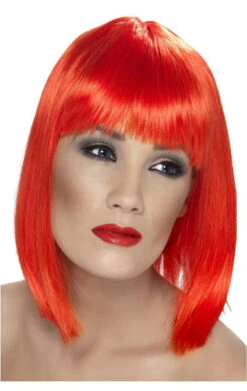 Smiffys Adult Neon Red Glam Wig