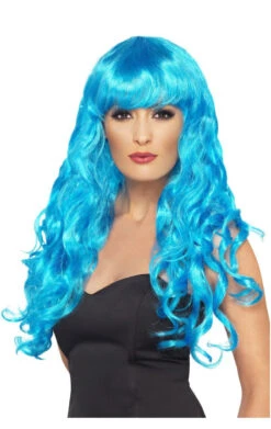 Smiffys Long Bright Blue Siren Wig