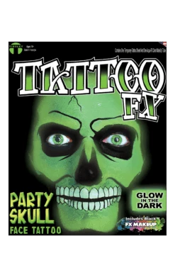 Glow In The Dark Party Skull Tattoo FX
