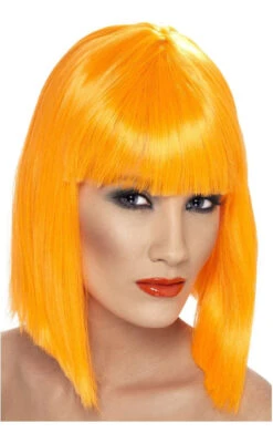 Smiffys Adult Neon Orange Glam Wig