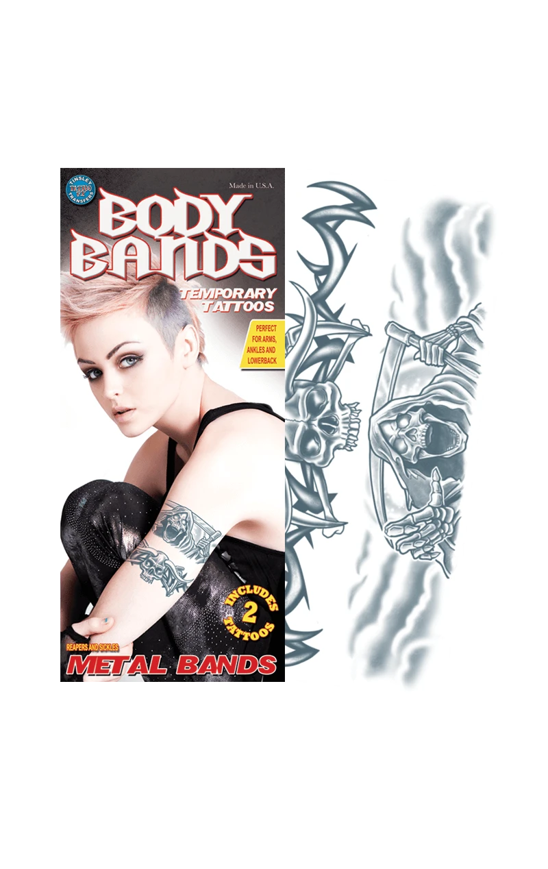 Reaper Body Band Temporary Tattoo 3 Reaper Body Band Temporary Tattoo