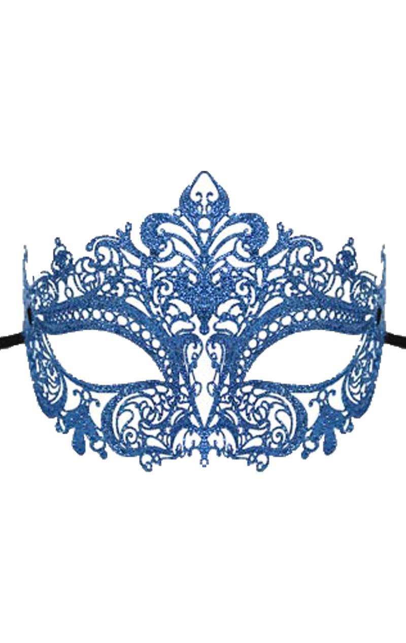 GENERIC Blue Glitter Masquerade Mask 3 GENERIC Blue Glitter Masquerade Mask