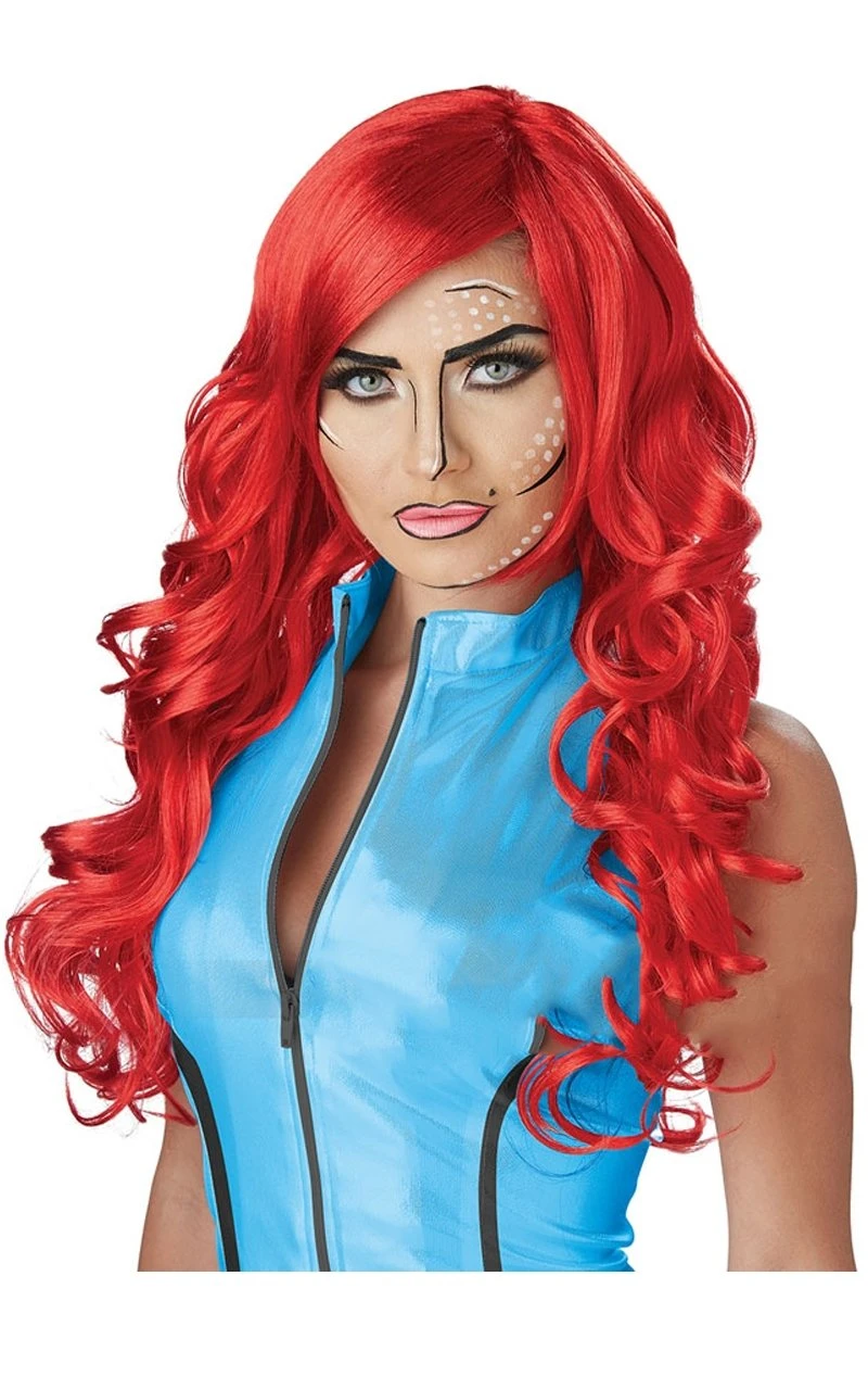 GENERIC Adult Pop Art Red Superhero Wig 3 GENERIC Adult Pop Art Red Superhero Wig