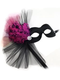 GENERIC Black & Fuchsia Masquerade Facepiece