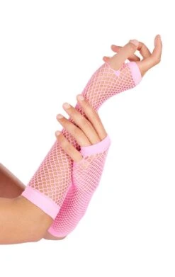 GENERIC Pink Neon Fishnet Gloves